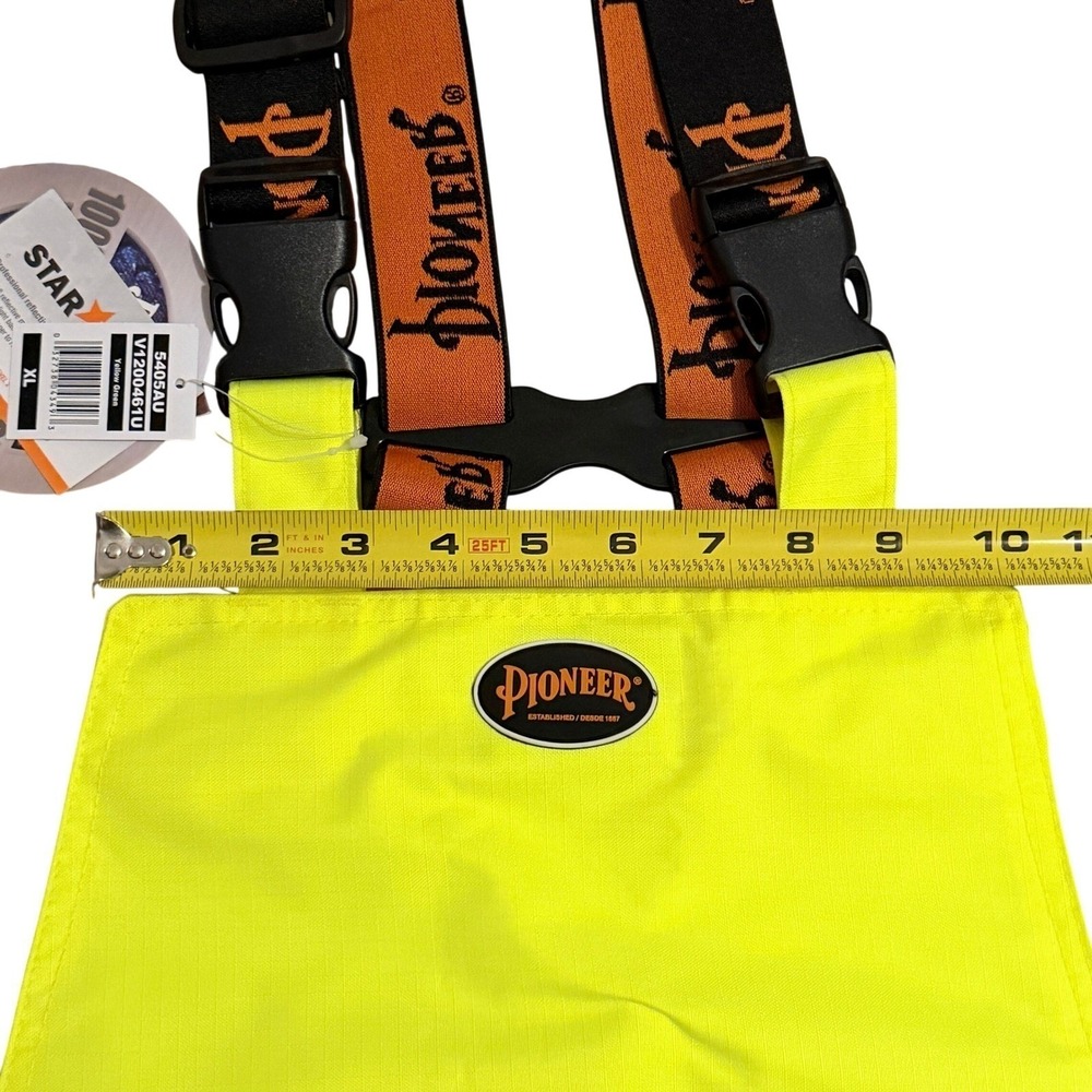 Pioneer Men's XL‎ Yellow Hi-Vis Safety Bib Pant 5405AU 300D Ripstop Waterproof - Picture 14 of 16